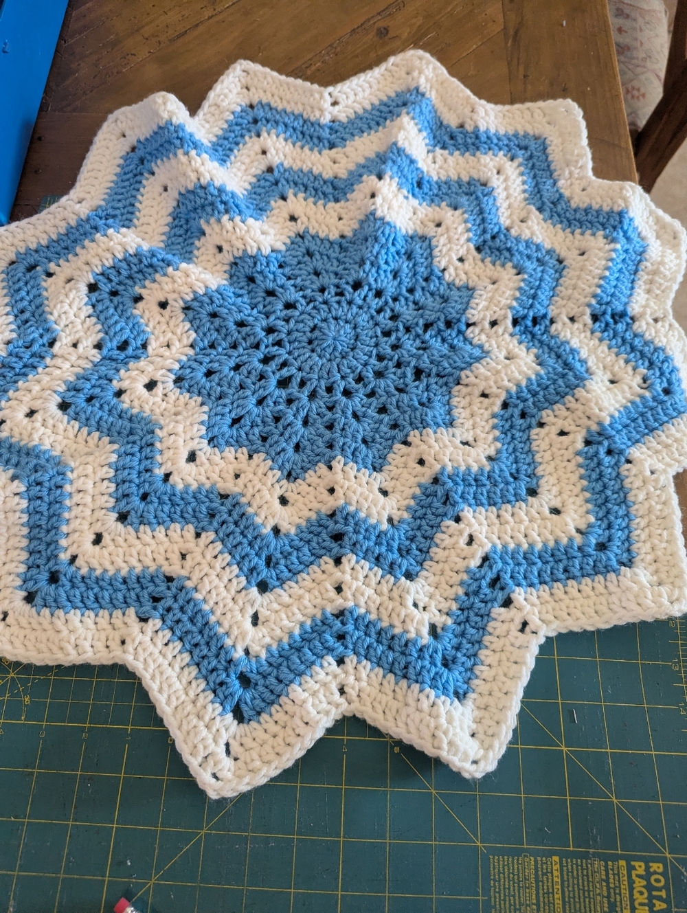 Blue And White Star Crochet Doily